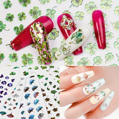 Summer Style Lucky Clover Nail Stickers 3D Self Adhesive Ginkgo Biloba