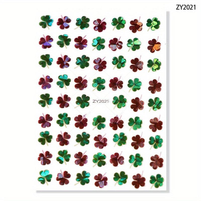 Summer Style Lucky Clover Nail Stickers 3D Self Adhesive Ginkgo Biloba
