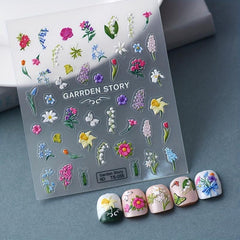 5D Flower Nail Art Stickers Self Adhesive Nail Decals