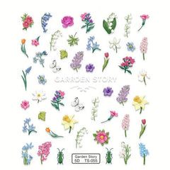 5D Flower Nail Art Stickers Self Adhesive Nail Decals