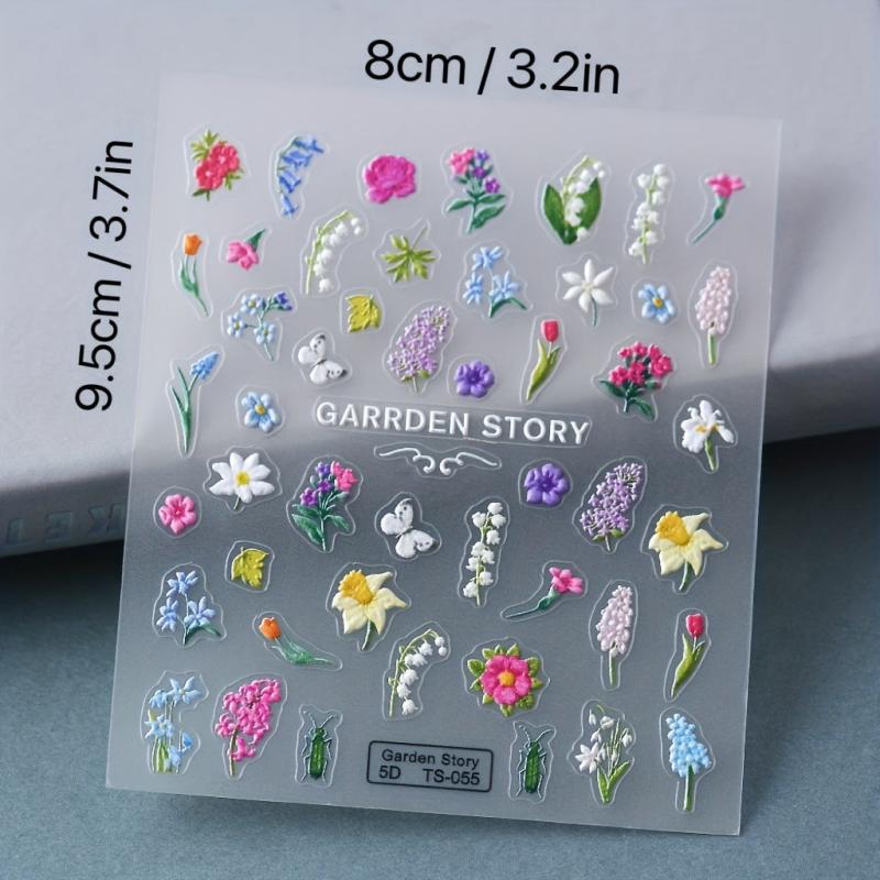 5D Flower Nail Art Stickers Self Adhesive Nail Decals