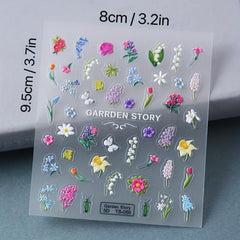 5D Flower Nail Art Stickers Self Adhesive Nail Decals