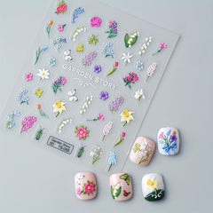 5D Flower Nail Art Stickers Self Adhesive Nail Decals
