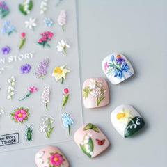 5D Flower Nail Art Stickers Self Adhesive Nail Decals
