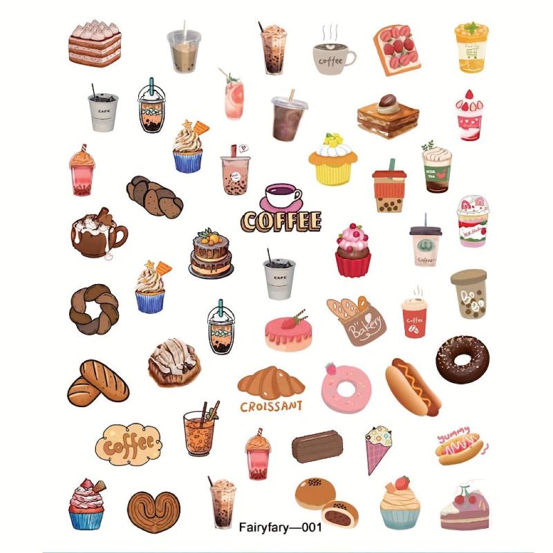 5D Coffe Bubble Tea Nail Art Stickers