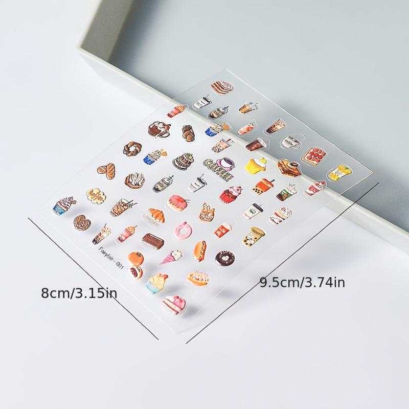 5D Coffe Bubble Tea Nail Art Stickers