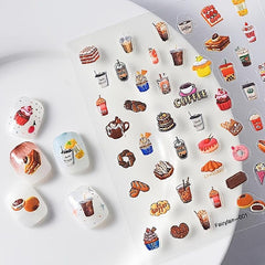 5D Coffe Bubble Tea Nail Art Stickers