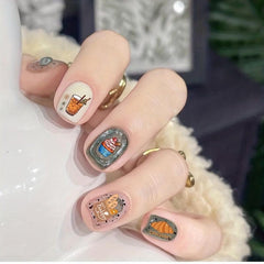 5D Coffe Bubble Tea Nail Art Stickers