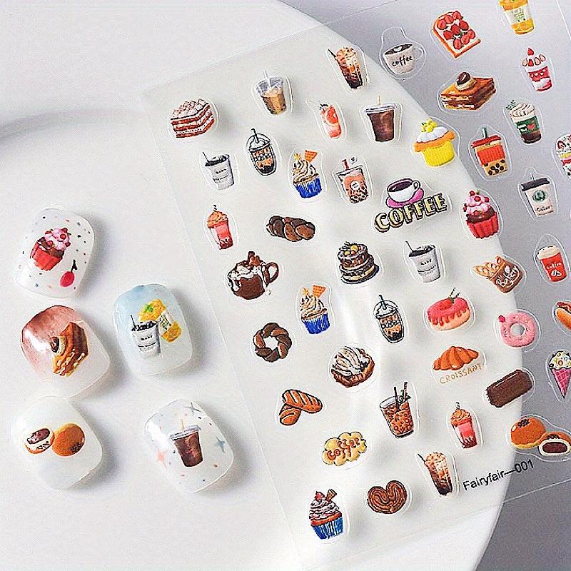 5D Coffe Bubble Tea Nail Art Stickers