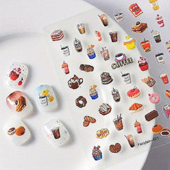 5D Coffe Bubble Tea Nail Art Stickers