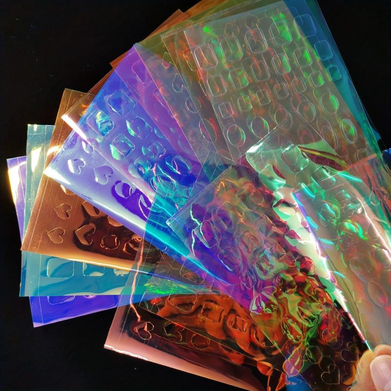 11pcs Aurora Nail Foil Laser Nail Stickers Glass Paper Nail Art Stickers