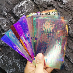 11pcs Aurora Nail Foil Laser Nail Stickers Glass Paper Nail Art Stickers