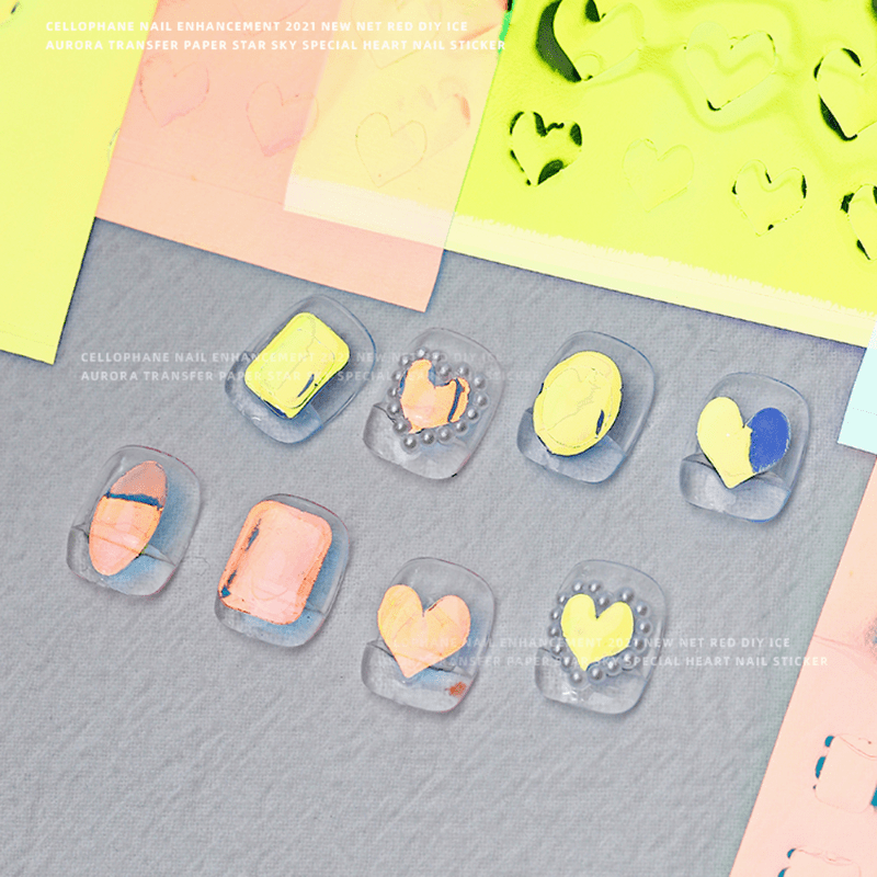 11pcs Aurora Nail Foil Laser Nail Stickers Glass Paper Nail Art Stickers