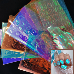 11pcs Aurora Nail Foil Laser Nail Stickers Glass Paper Nail Art Stickers