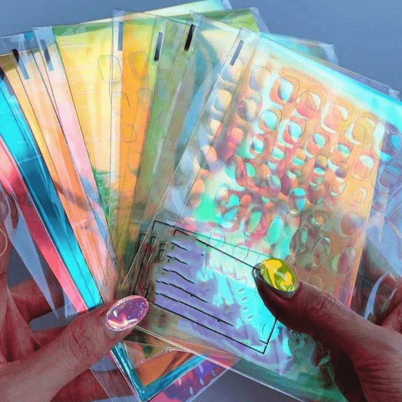 11pcs Aurora Nail Foil Laser Nail Stickers Glass Paper Nail Art Stickers