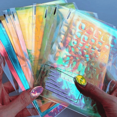 11pcs Aurora Nail Foil Laser Nail Stickers Glass Paper Nail Art Stickers
