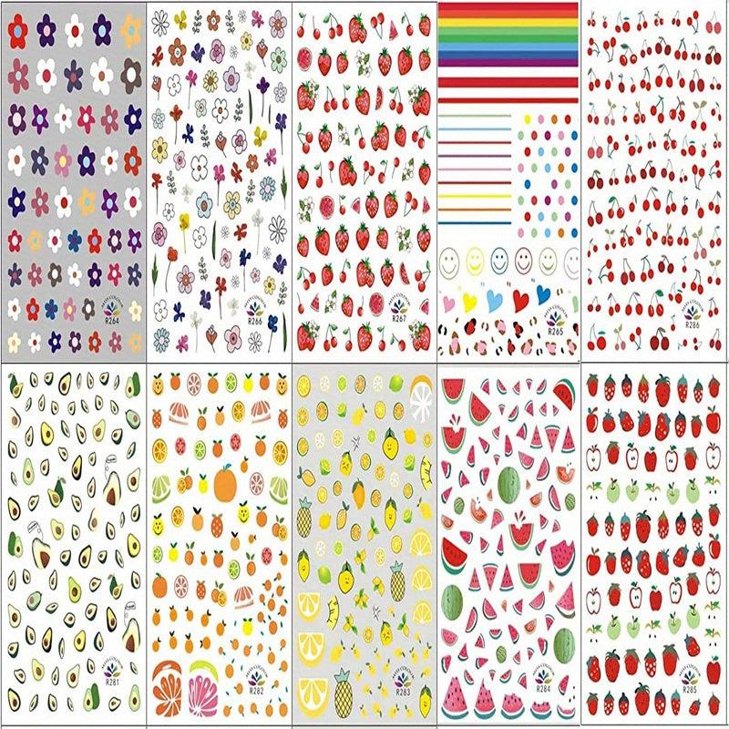 10sheets Fruit Nail Art Stickers Decal Self Adhesive Fruits Nail Decoration