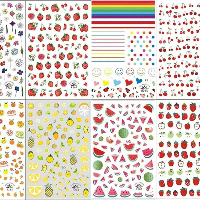 10sheets Fruit Nail Art Stickers Decal Self Adhesive Fruits Nail Decoration