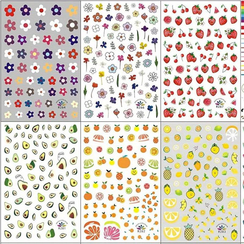 10sheets Fruit Nail Art Stickers Decal Self Adhesive Fruits Nail Decoration