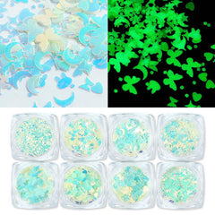 Glowing Nail Sequins Dark Glitter Flake Art Accessories for Night Parties