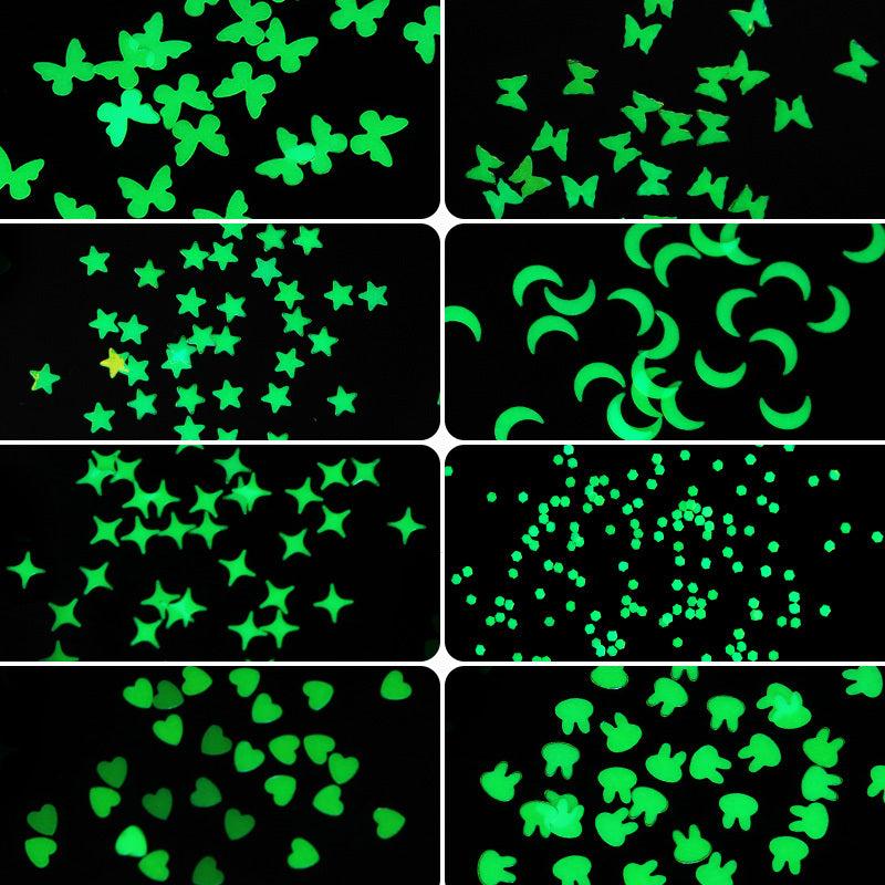 Glowing Nail Sequins Dark Glitter Flake Art Accessories for Night Parties