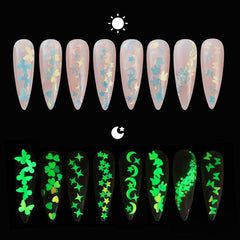 Glowing Nail Sequins Dark Glitter Flake Art Accessories for Night Parties