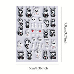 5D Halloween Nail Art Stickers - Self Adhesive Skeleton Pumpkin Decals
