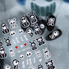 5D Halloween Nail Art Stickers - Self Adhesive Skeleton Pumpkin Decals