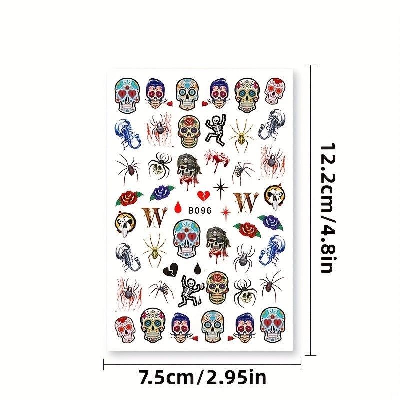 Halloween Nail Art Stickers 3D Decals Self Adhesive Designs Gothic Bloody