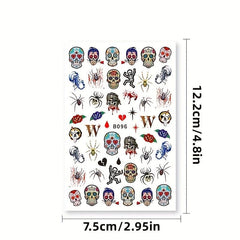 Halloween Nail Art Stickers 3D Decals Self Adhesive Designs Gothic Bloody