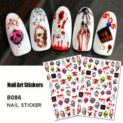 Halloween Nail Art Stickers 3D Decals Self Adhesive Designs Gothic Bloody