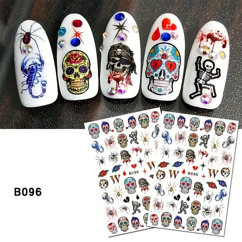 Halloween Nail Art Stickers 3D Decals Self Adhesive Designs Gothic Bloody