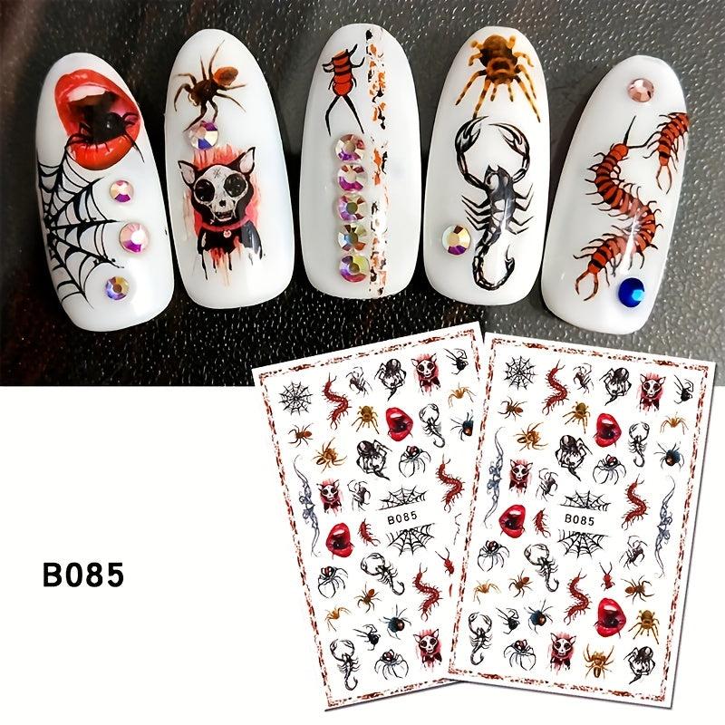 Halloween Nail Art Stickers 3D Decals Self Adhesive Designs Gothic Bloody
