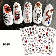 Halloween Nail Art Stickers 3D Decals Self Adhesive Designs Gothic Bloody