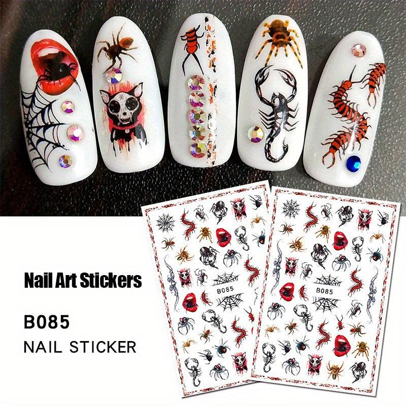 Halloween Nail Art Stickers 3D Decals Self Adhesive Designs Gothic Bloody