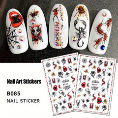 Halloween Nail Art Stickers 3D Decals Self Adhesive Designs Gothic Bloody