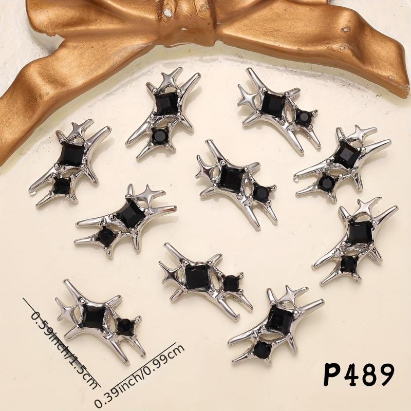 10pcs Alloy Nail Art Charms Rhinestone Star DIY Nail Salon