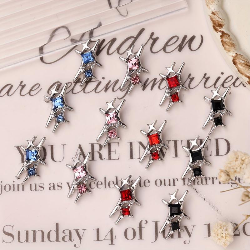 10pcs Alloy Nail Art Charms Rhinestone Star DIY Nail Salon