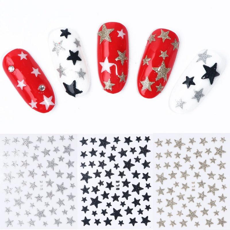 Glitter Star Nail Art Stickers Self Adhesive Nail Decals