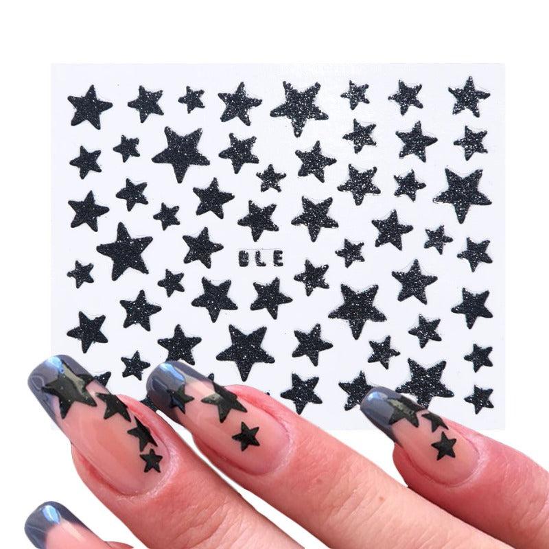 Glitter Star Nail Art Stickers Self Adhesive Nail Decals