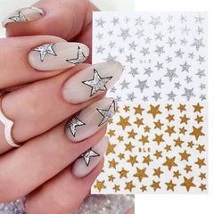 Glitter Star Nail Art Stickers Self Adhesive Nail Decals
