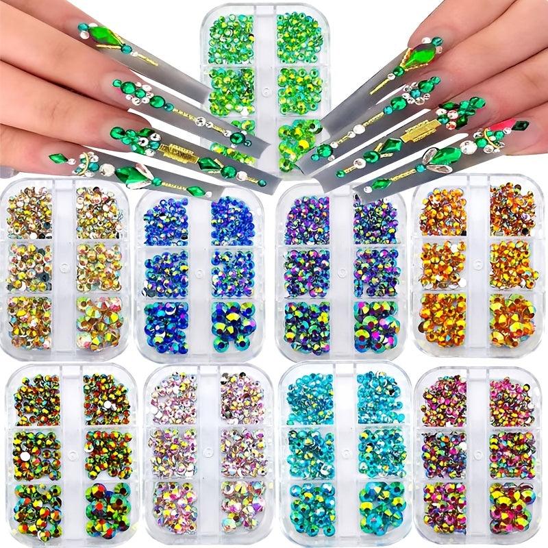 Flat Back Glass Nail Art Rhinestones Set