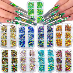 Flat Back Glass Nail Art Rhinestones Set