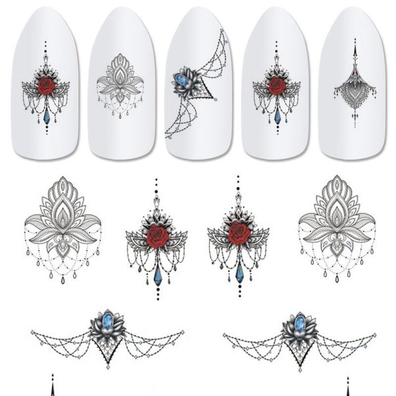 Flower Nail Art Stickers Water Transfer Decals for DIY or Salons