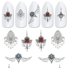 Flower Nail Art Stickers Water Transfer Decals for DIY or Salons