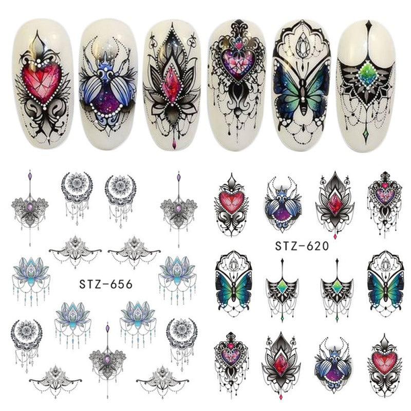 Flower Nail Art Stickers Water Transfer Decals for DIY or Salons