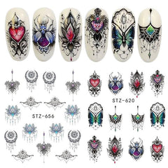 Flower Nail Art Stickers Water Transfer Decals for DIY or Salons