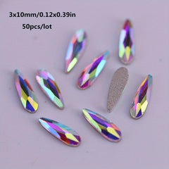 50pcs Crystal AB Nail Art Rhinestones Flat Back 3D Fancy Stones DIY Decorations