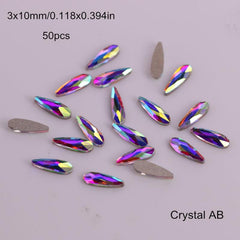 50pcs Crystal AB Nail Art Rhinestones Flat Back 3D Fancy Stones DIY Decorations