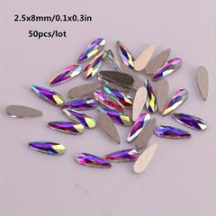 50pcs Crystal AB Nail Art Rhinestones Flat Back 3D Fancy Stones DIY Decorations